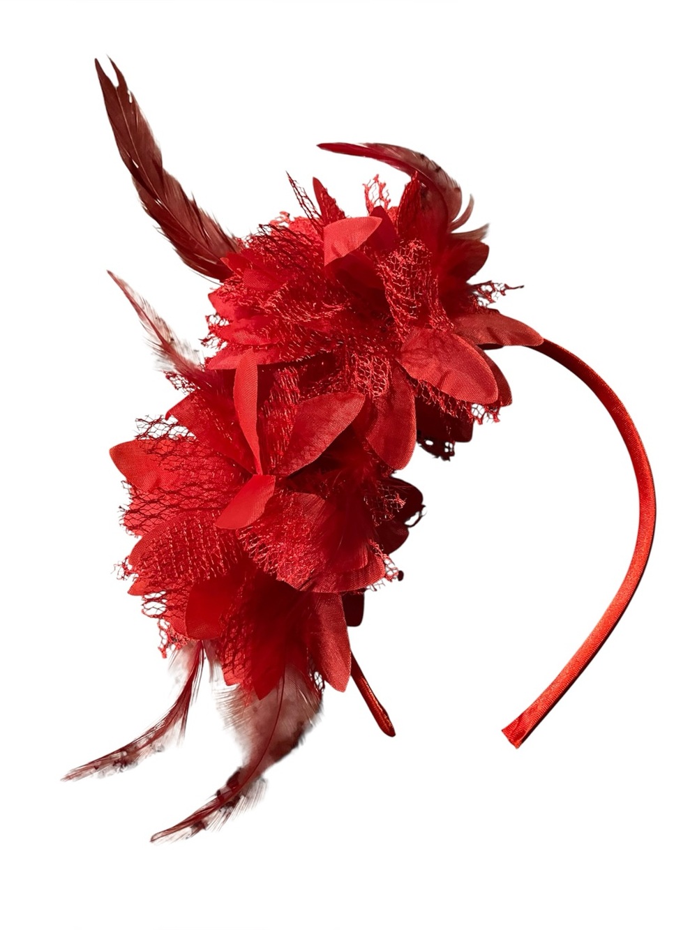 Red Feather Fascinator Headband – Race Day, Derby Parties & 1920’s Flapper